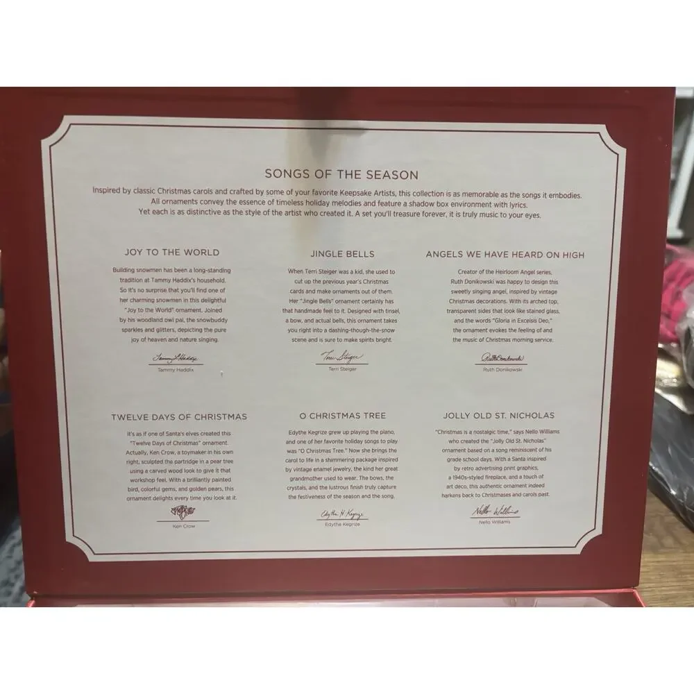 Hallmark: Songs of the Season 2018 Keepsake Ornament Collection Set of 6 - NEW!